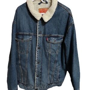 Levi’s Men’s Sherpa Trucker Jacket 3XL Medium Blue Denim Clean Sherpa